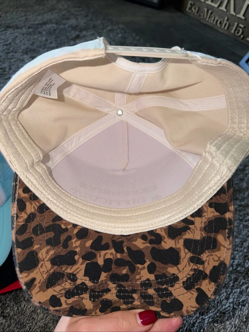 EXPENSIVE & DIFFICULT Beige and Leopard Print Trucker Cap